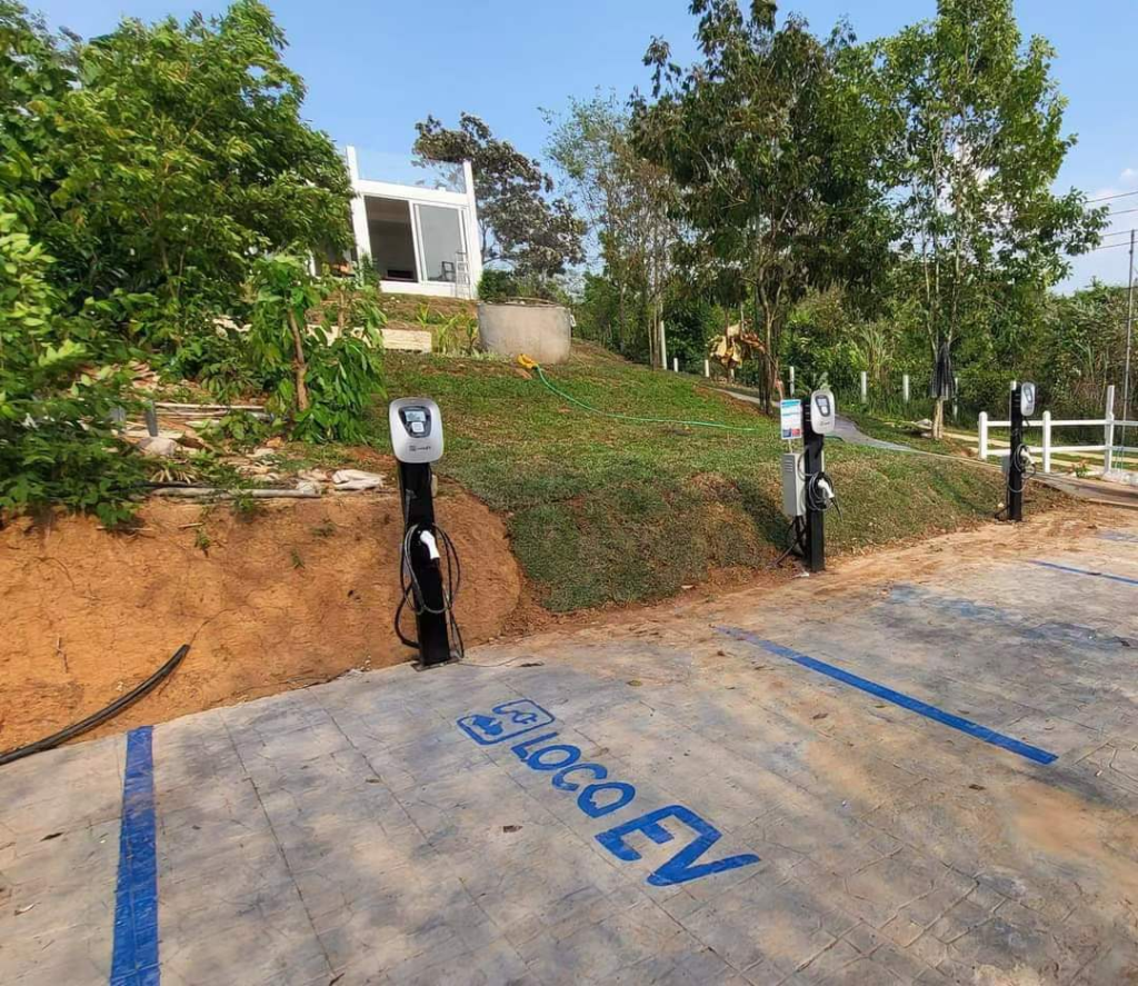 An AC EV charger is installed in rural areas of the United States.