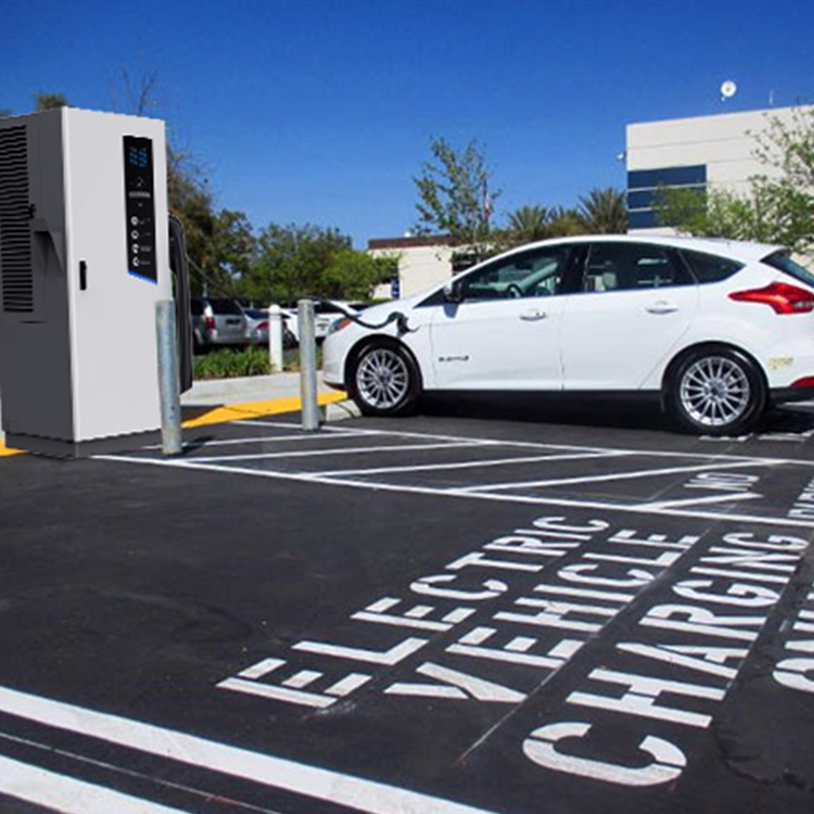 An electric car being rapidly charged using a DC fast charger