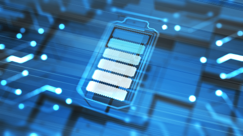 There is an icon of a fully charged battery on the circuit board.